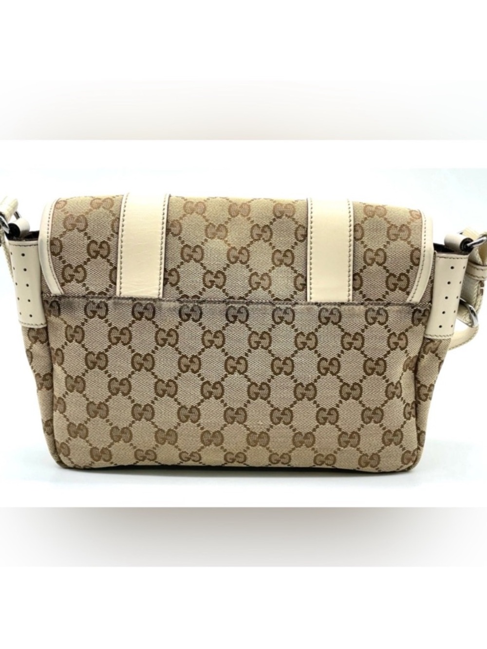 Authentic GUCCI Monogram Brown and Cream Crossbody Bag with Monogram Canvas - Picture 2 of 13